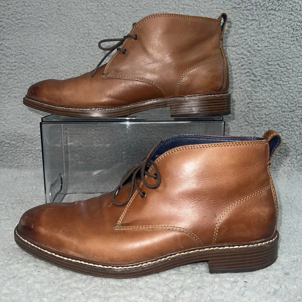 Cole Haan Kennedy Boots Men's Sz 8 Brown Lace-Up Waterproof Leather Chukka Shoes